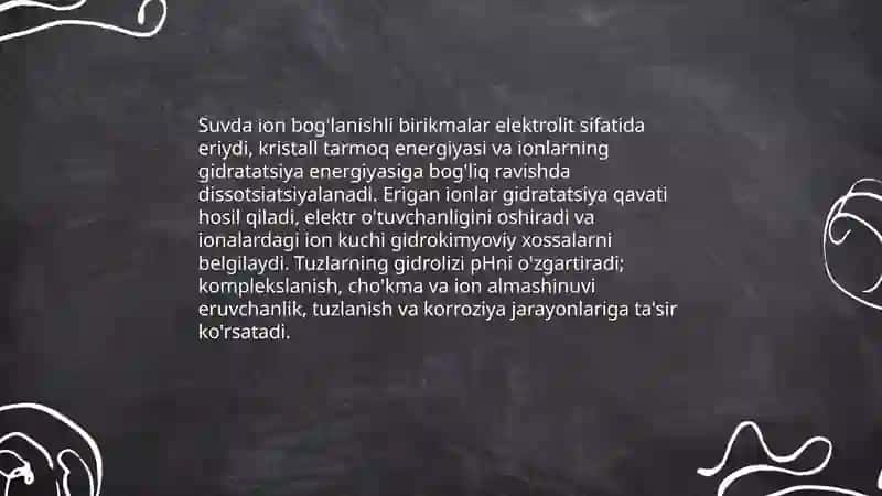 Tuproq va suvdagi ion boģlanishli birikmalar 4
