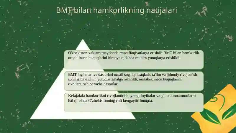 O‘zbekiston respublikasini BMT bilan hamkorligi 4