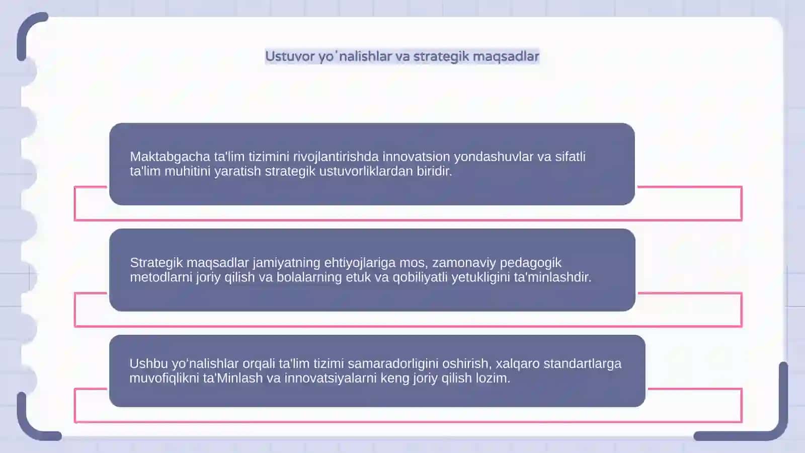 Maktabgacha ta'lim tizmini rivojlantirishning ustuvor yoʻnalishlari 4