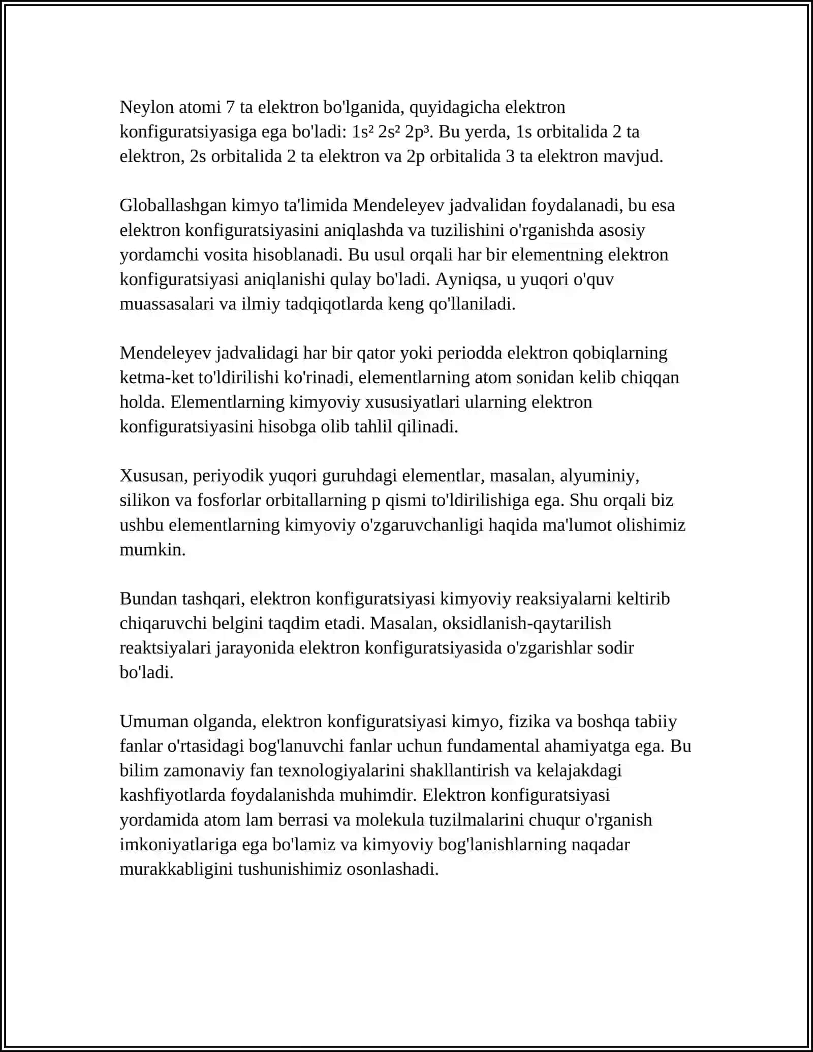 ATOM VA MOLEKULALARNING ELEKTRON TUZILISHI 4