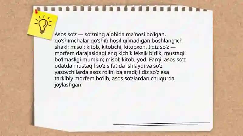Asosa va asosdosh soʻzlar 4