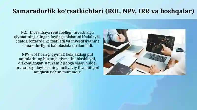 Kapital qo'yilmalar samaradorligini Tahlili 4