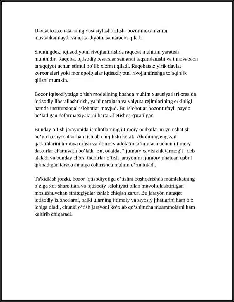 BOZOR IQTISODIYOTIGA OʻTISHINING MODELI VA UNING OʻZIGA XOS XUSUSIYATLARI 4