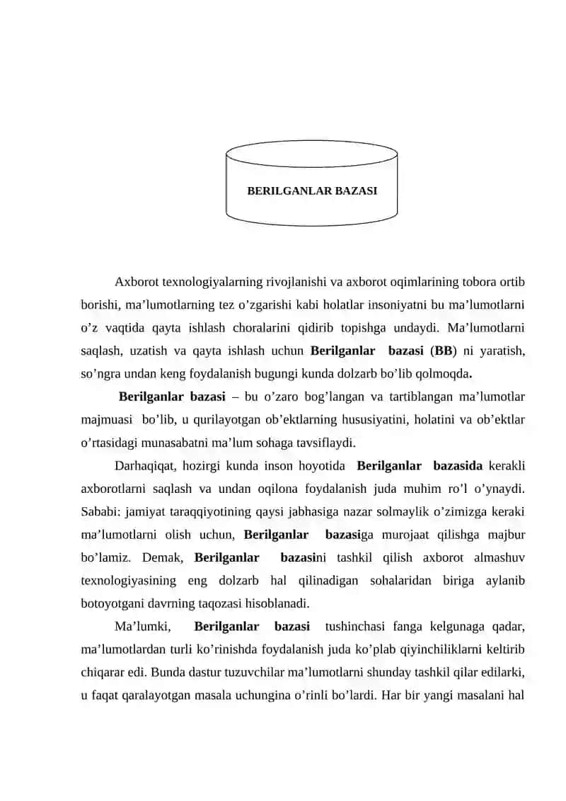 Berilganlar Bazalarini Boshqarish Tizimlari 4