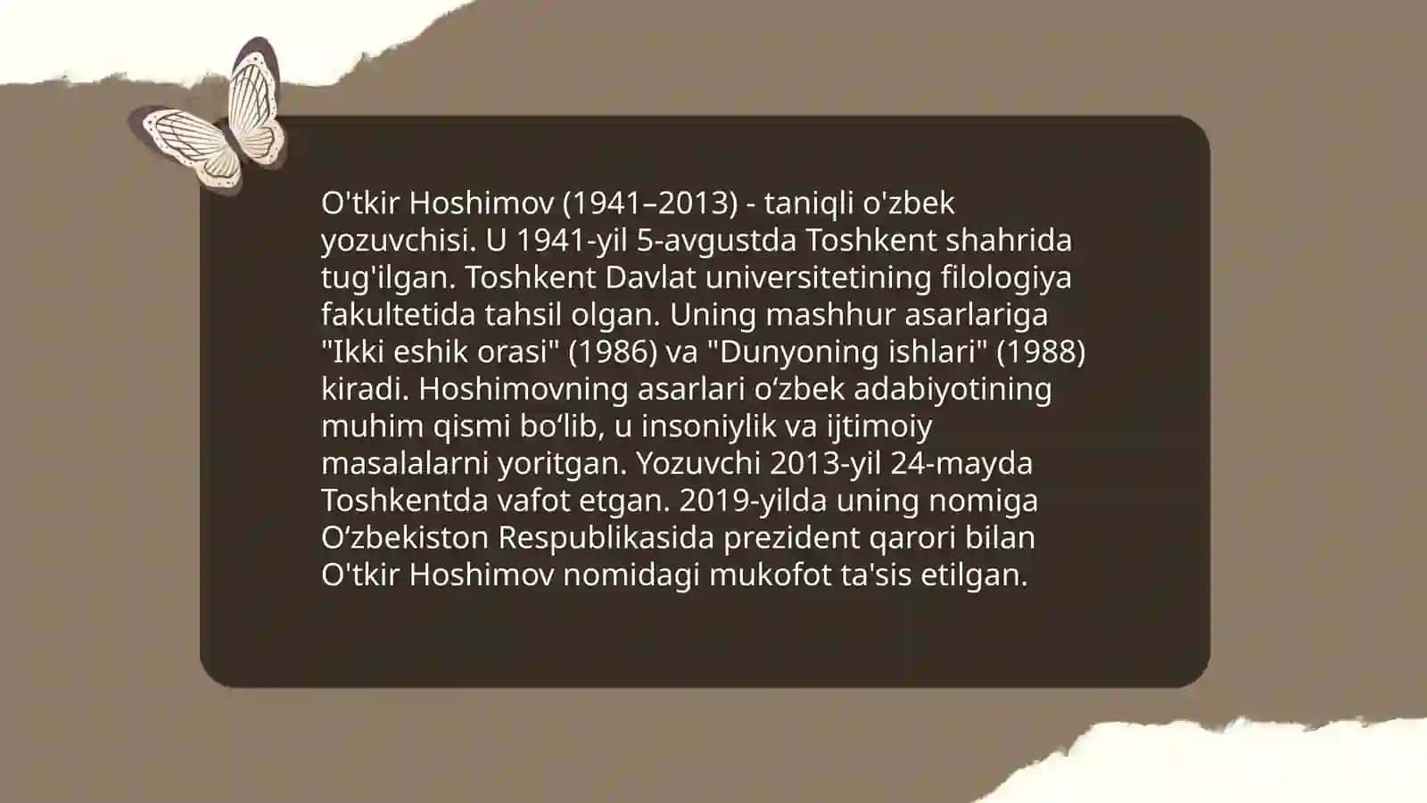 O'tkir Hoshimov hayoti va ijodi 4