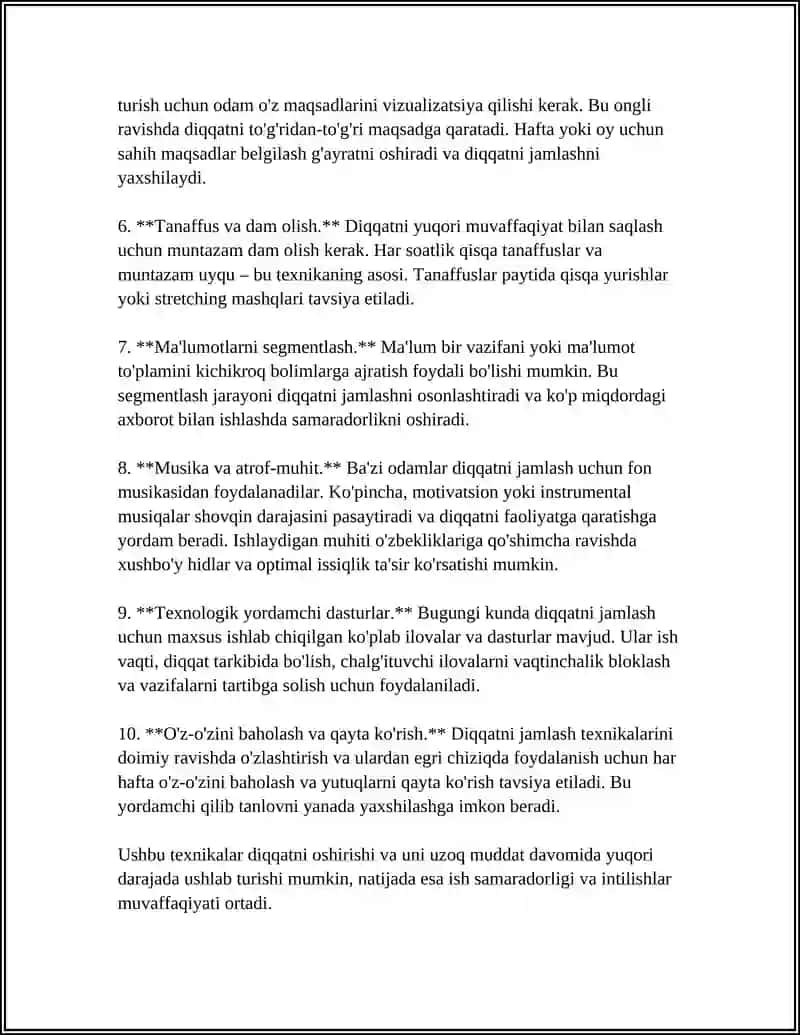 Diqqatni jamlash texnikalari 4