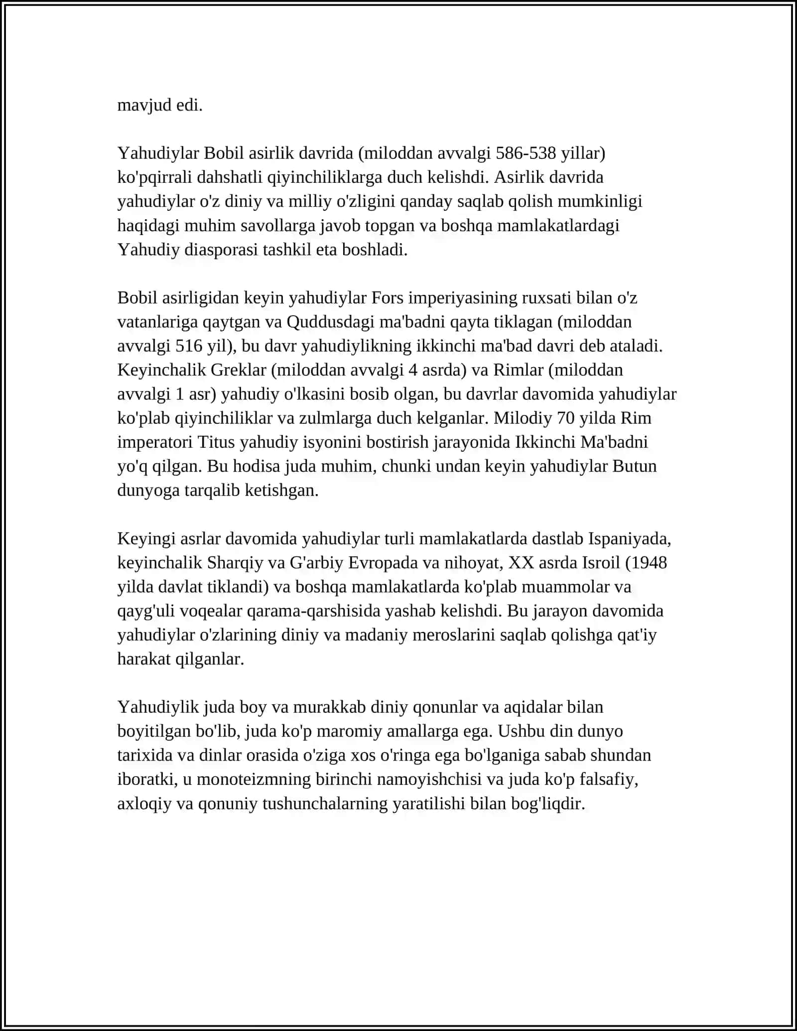 YAHUDIYLIK TA'LIMOTI, AN'ANA VA MAROSIMLARI 4