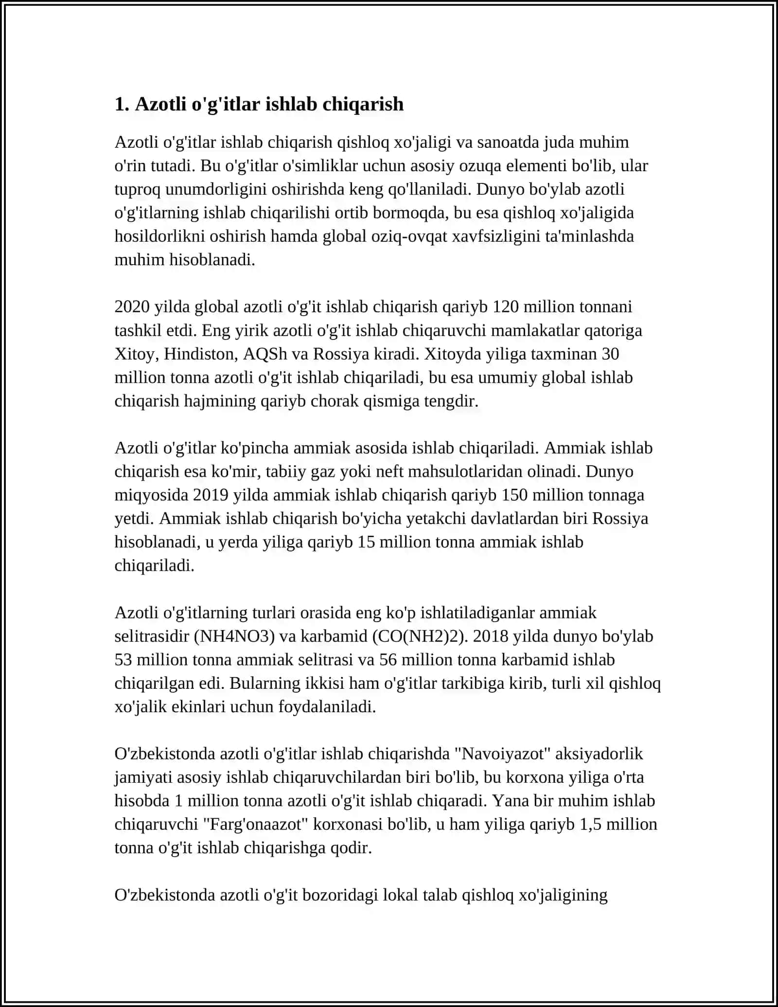 Azotli o'g'itlar ishlab chiqarish 4