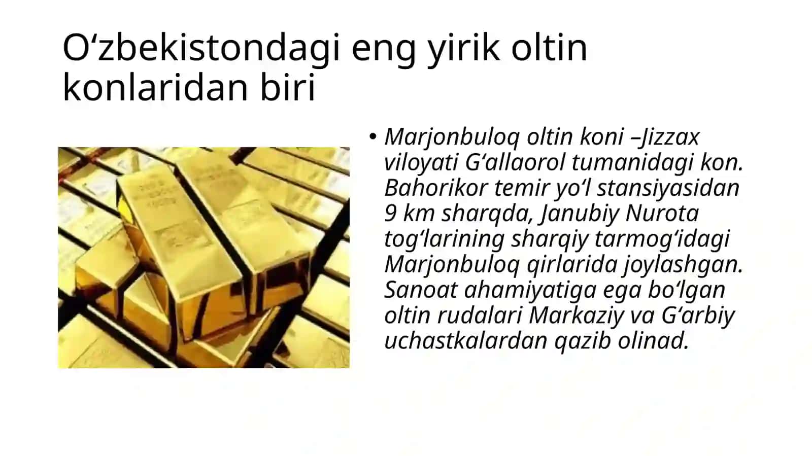 MARJONBULOQ OLTIN KONI 4