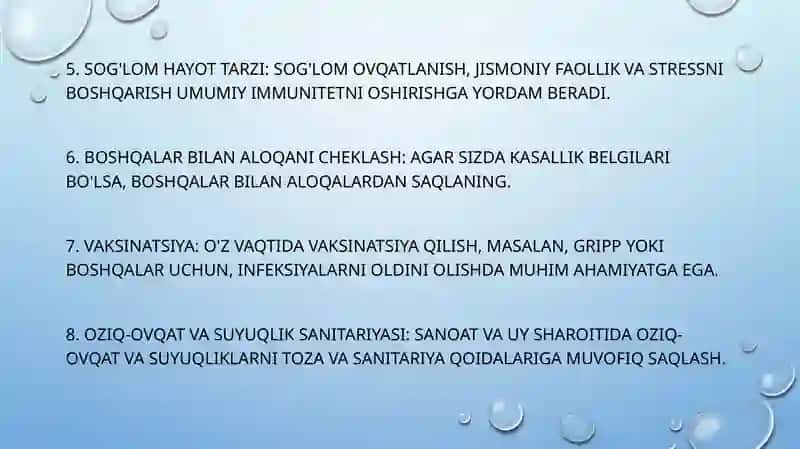 Kontakt infeksiyani oldini olish usullari 4