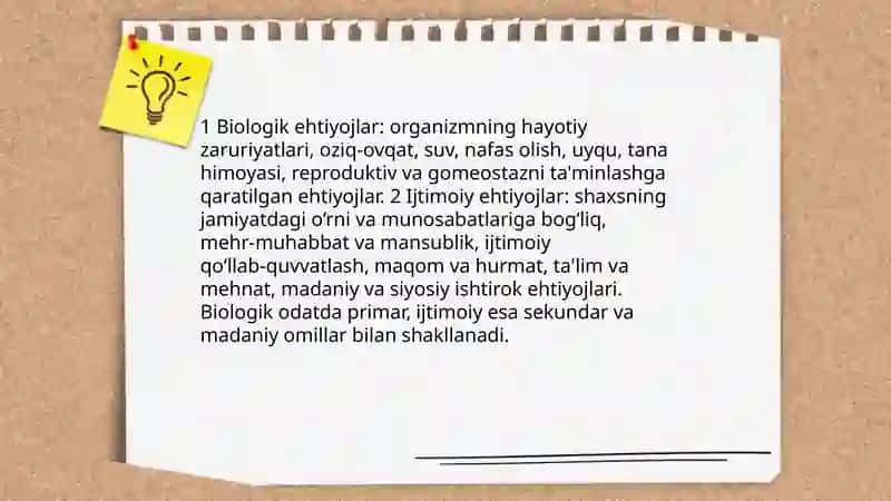 Ehtiyojlarning klassifikatsiyasi 4