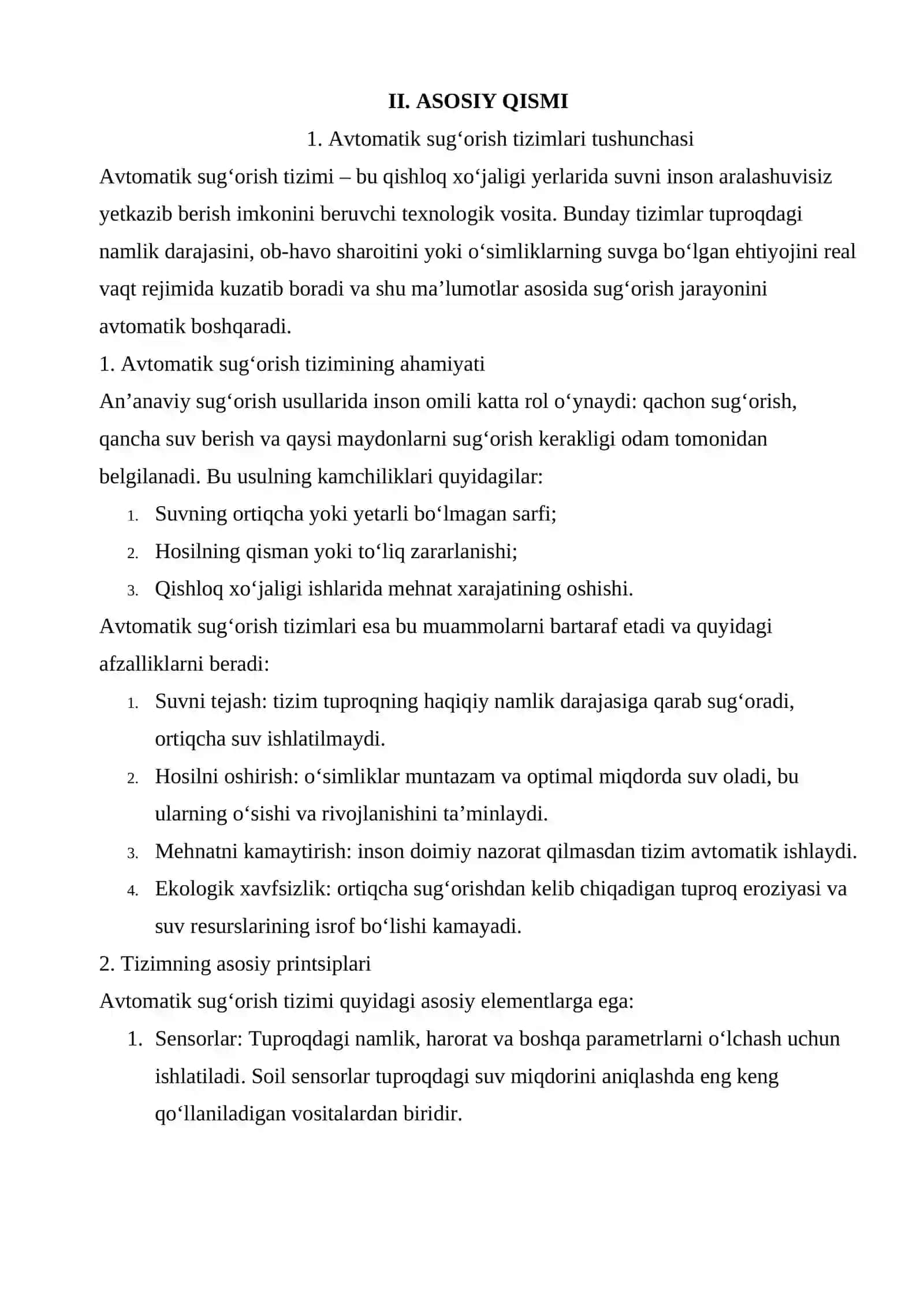 SOIL SENSOR ORQALI AVTOMATIK SUG'ORISH ALGARITIMI 4