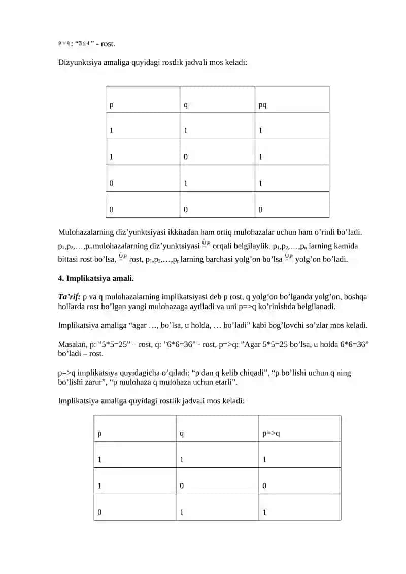 Mulohazalar algebrasi 4