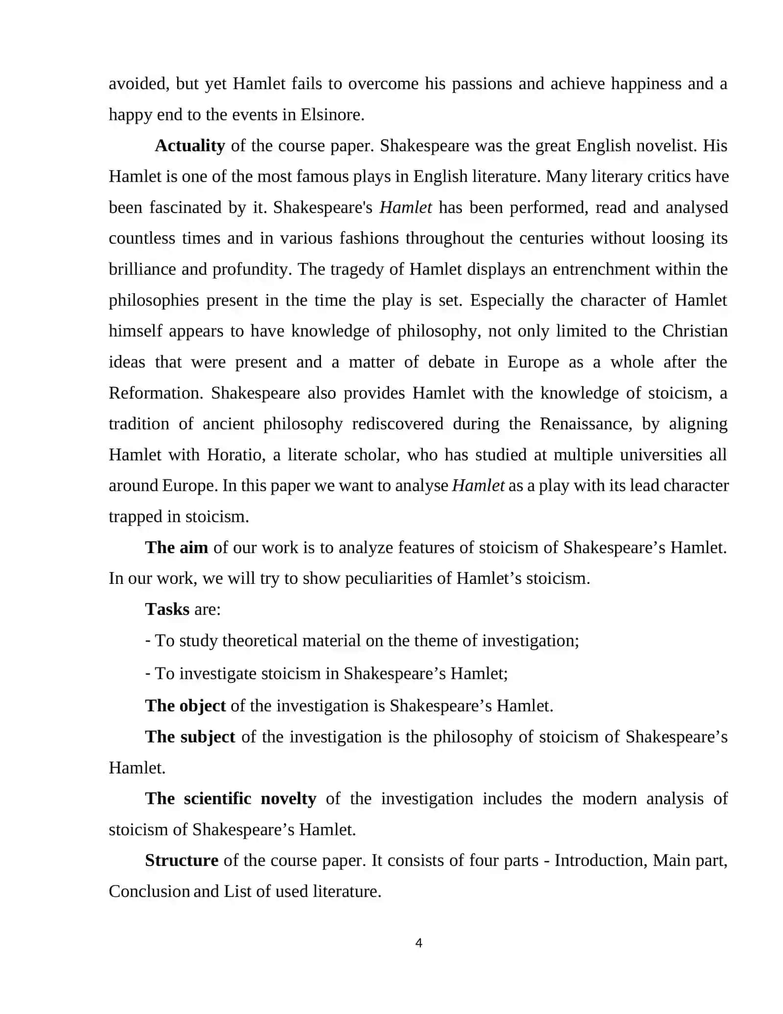 The role of the climax in Shakespeare`s tragedy, "King Lear." 4