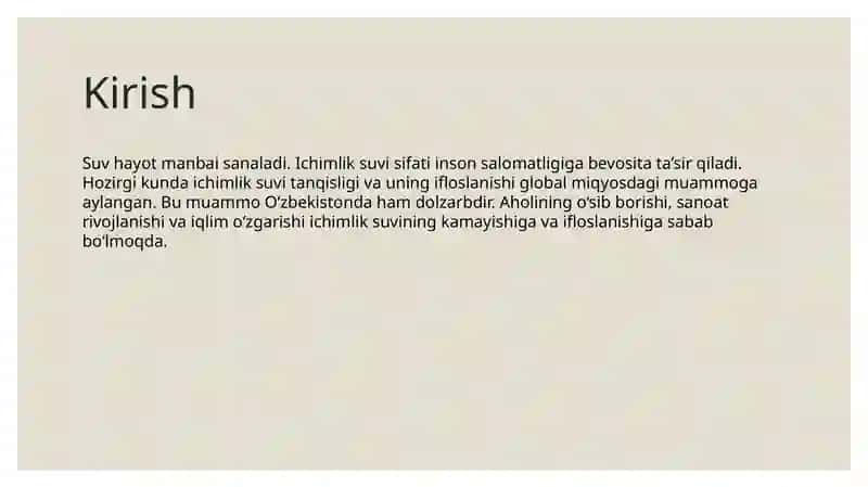 Ichimliksuvi va uning global muammosi 4