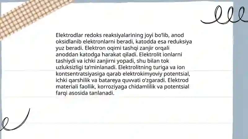 Galvaniy elementlar va akkumulyatorlarning ishlash mexanizmi 4