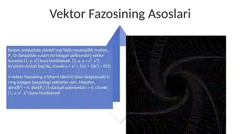 Vektor Fazosining O'lchami 4