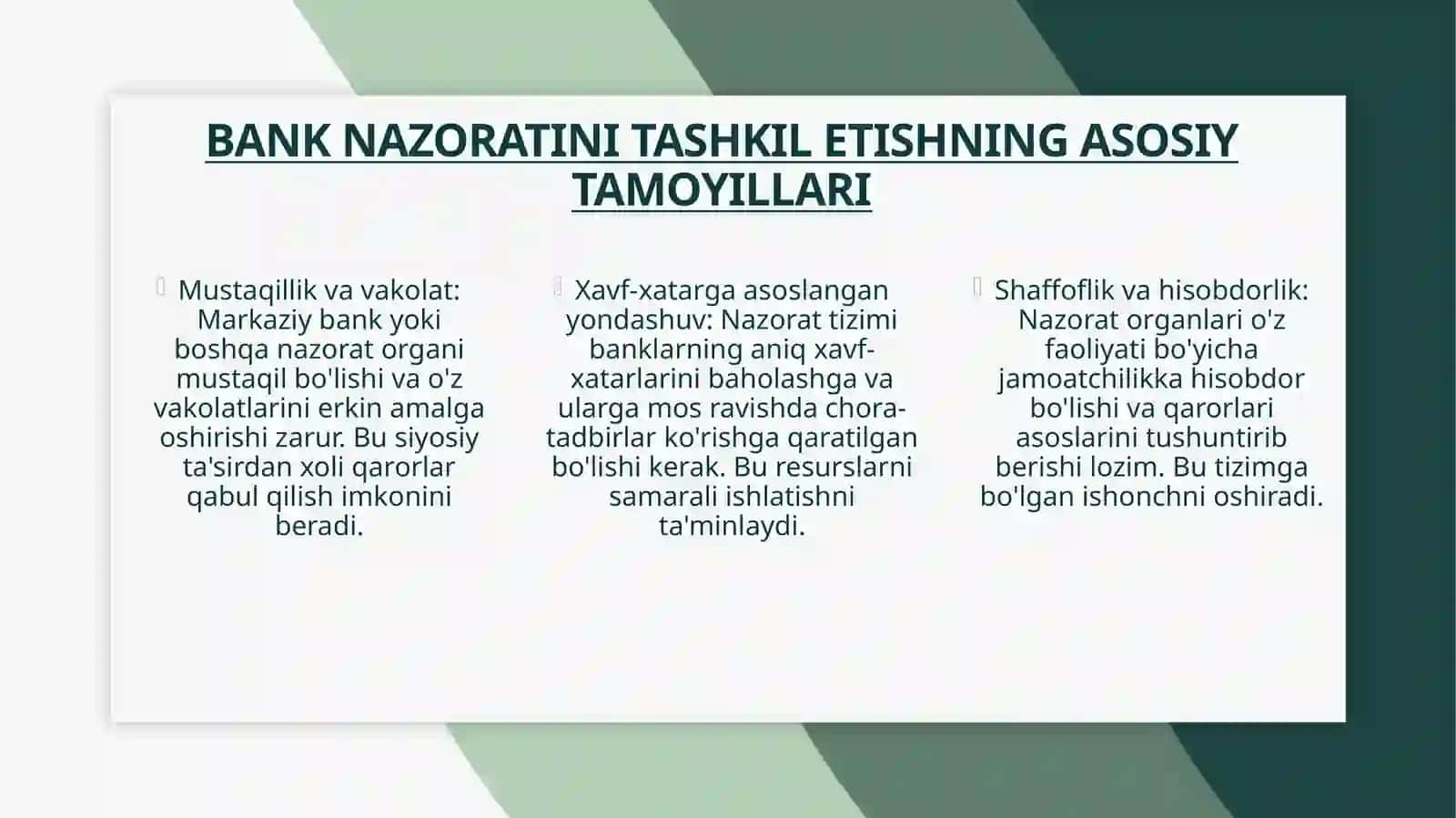 BANK NAZORATINI TASHKIL ETISH ASOSLARI 4