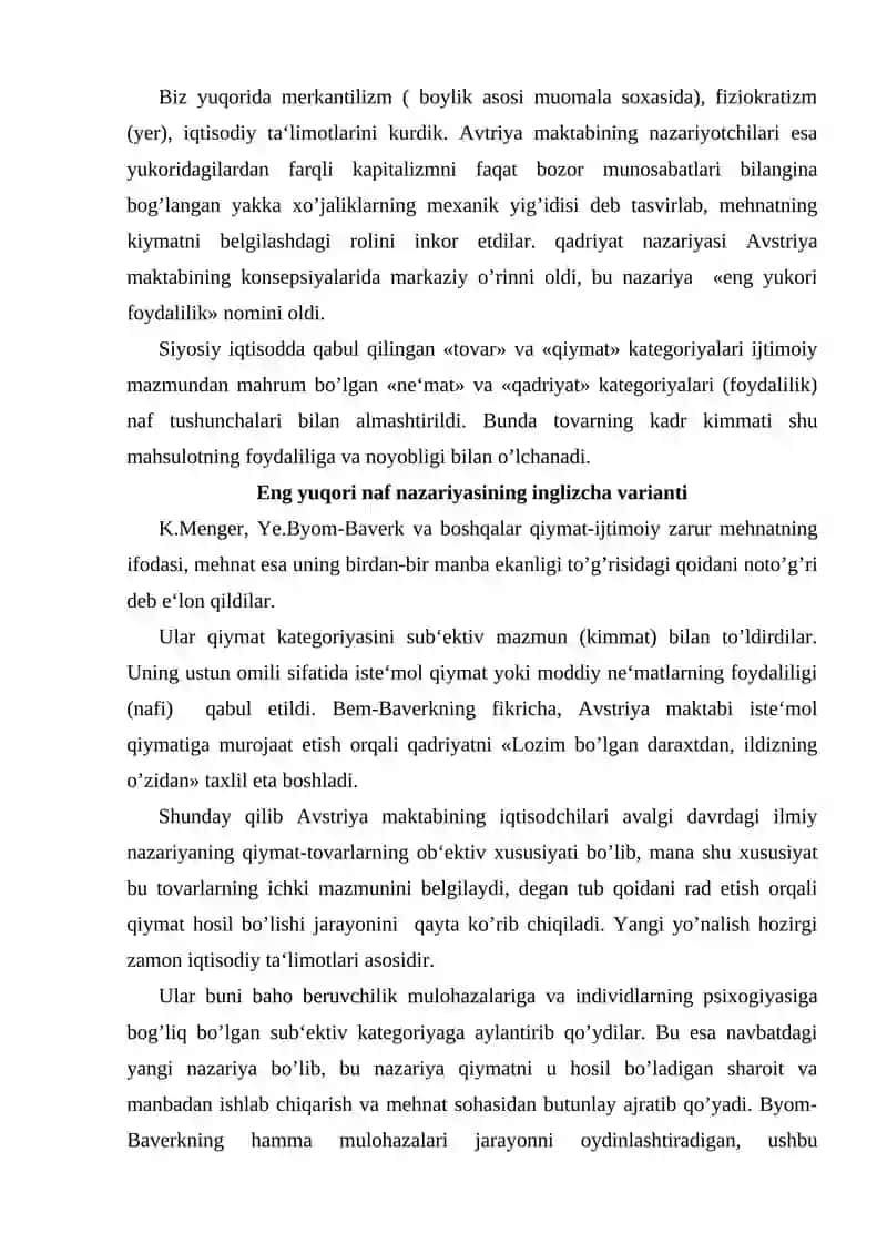 Marjinalizm ta`limoti va neoklassik iqtisodiy maktablar 4