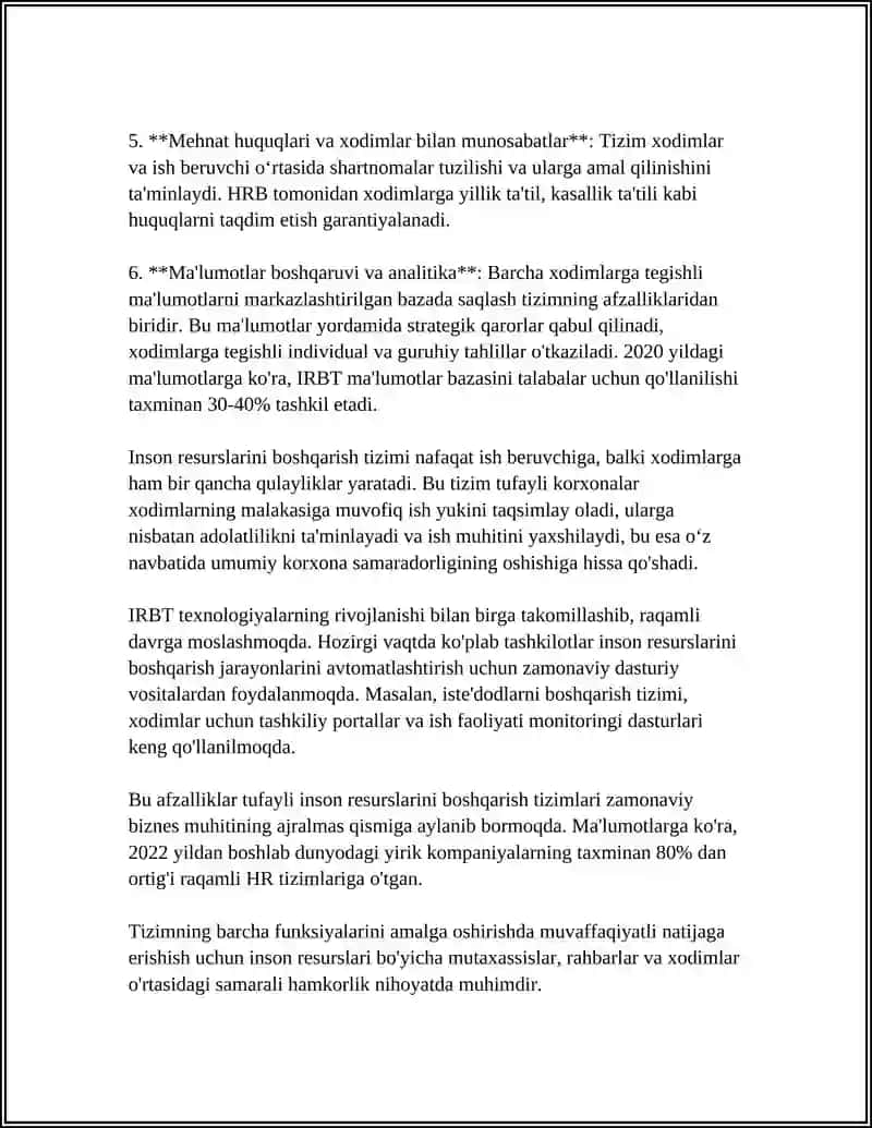 INSON RESURSLARINI BOSHQARISH TIZIMI:MOHIYATI, METADOLOGIYASI, ASOSIY TAMOYILLARI 4