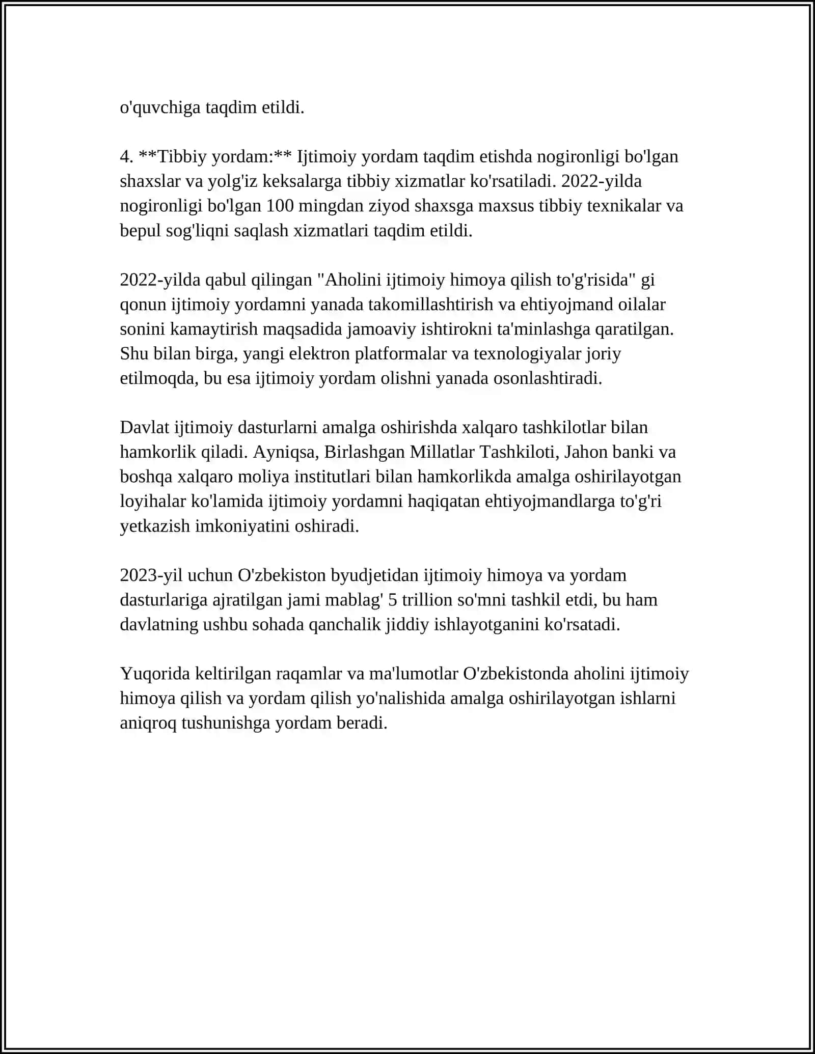 Aholiga Ijtimoiy Yordam Dasturlari 4
