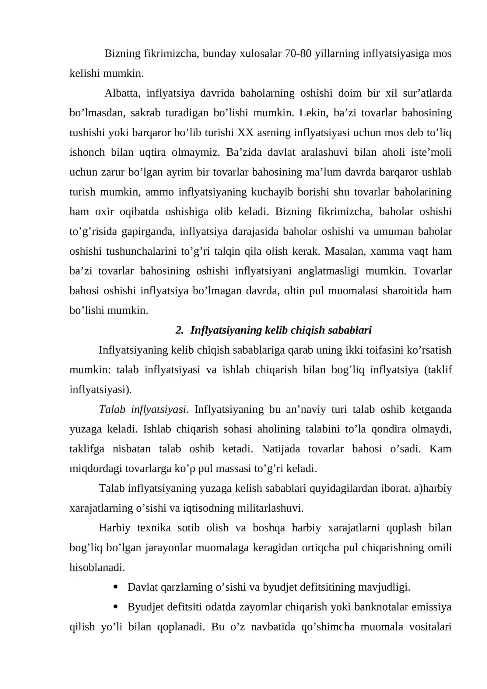Inflyatsiya, uning mazmuni, kelib chiqish sabablari va shakllari 4