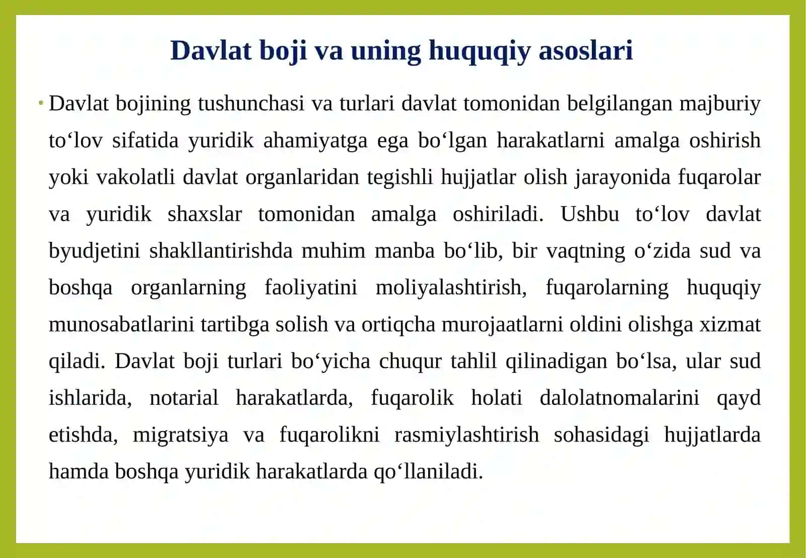 Davlat bojidan ozod qilish asoslari 4