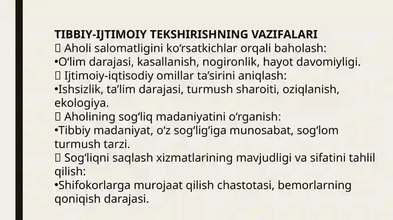 Tibbiy-ijtimoiy tekshirishning usullari 4