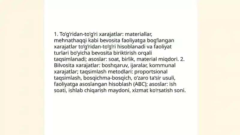Xizmat ko’rsatish sohasida faoliyat turlari bo’yicha xarajatlarni hisobga olish 4