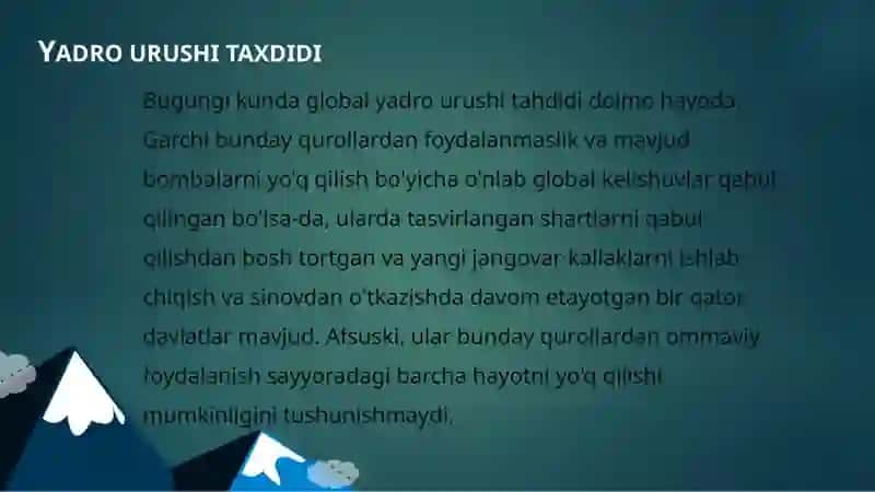 Yadro urushi taxdidi 4