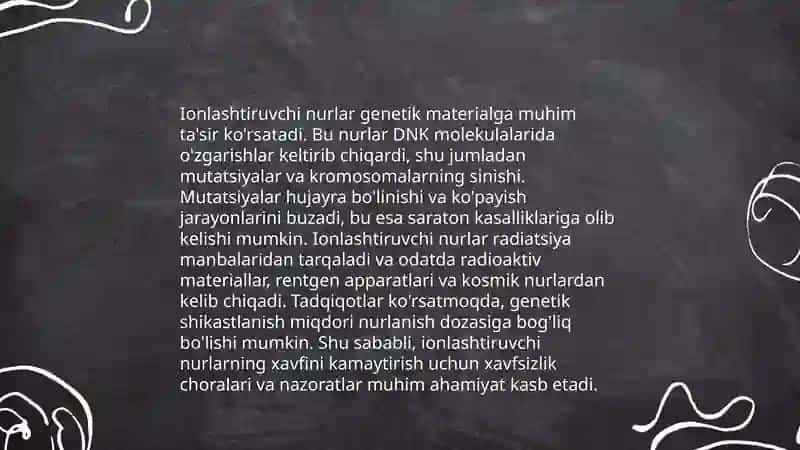 Ionlashtiruvchi nurlar biologik effekti 4