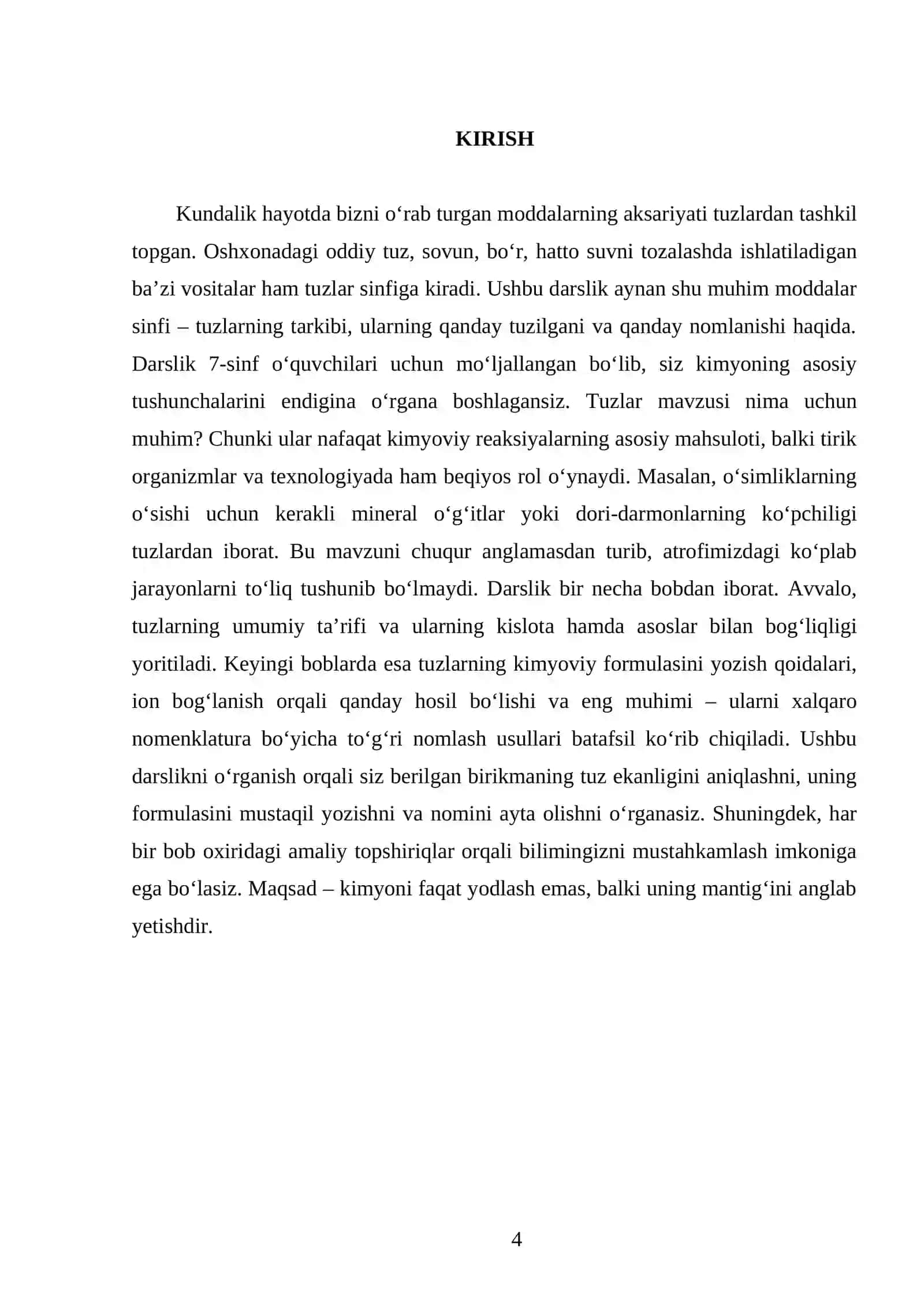 TUZLAR TARKIBI, TUZILISHI VA NOMLANISHI. 7 - SINF 4