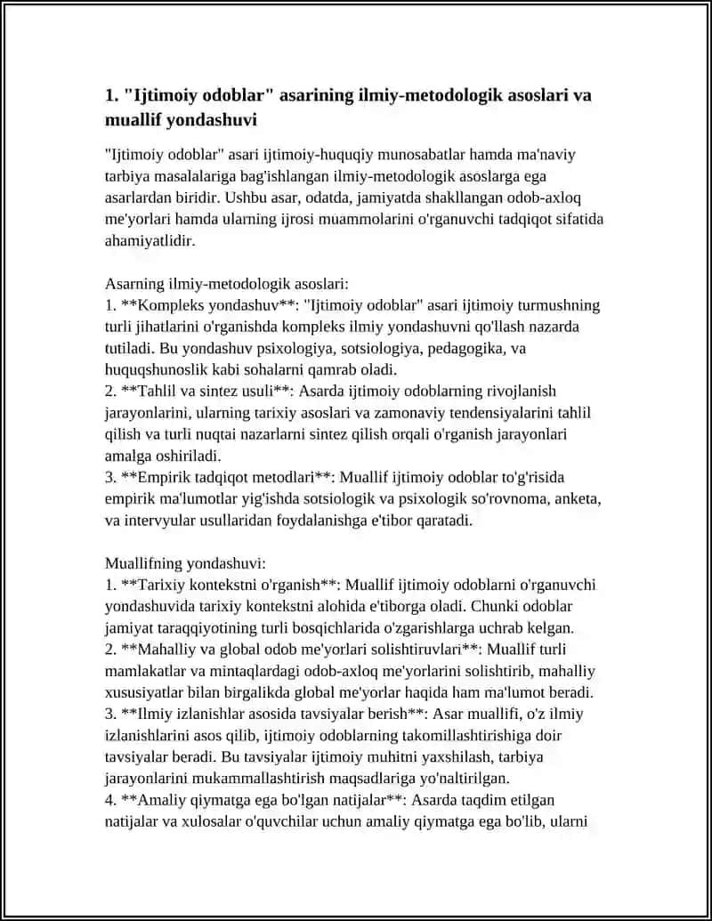"Ijtimoiy odoblar" asri 4