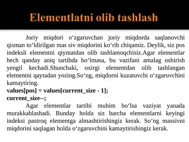 Massivlar uchun umumiy algoritmlar 4