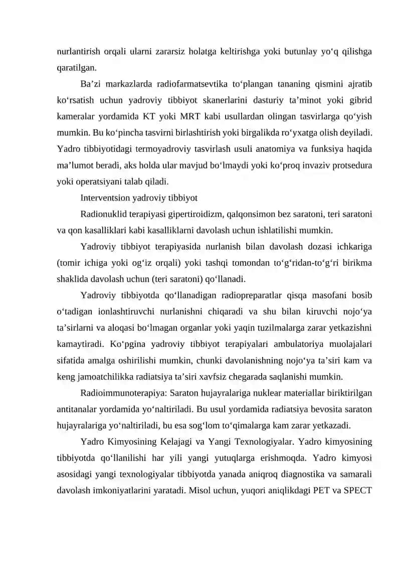 YADRO KIMYOSINING TIBBIYOTDAGI O'RNI 4