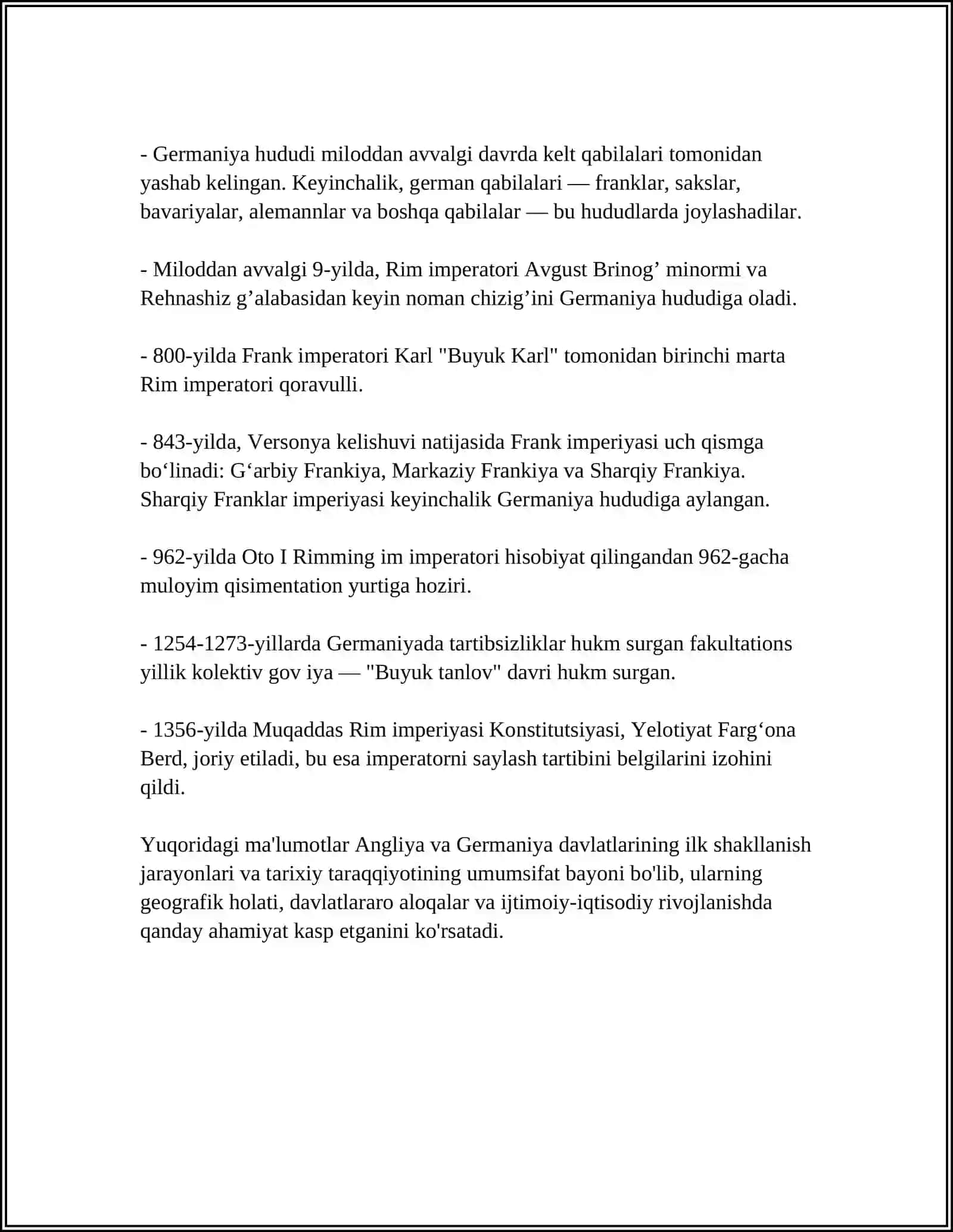 ANIGILYA GERMANIYA DAVLATLARINING TARIXSHUNOSLIKGI 4