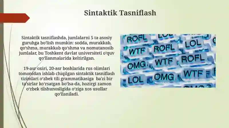 Til tasnifining Turlari 4