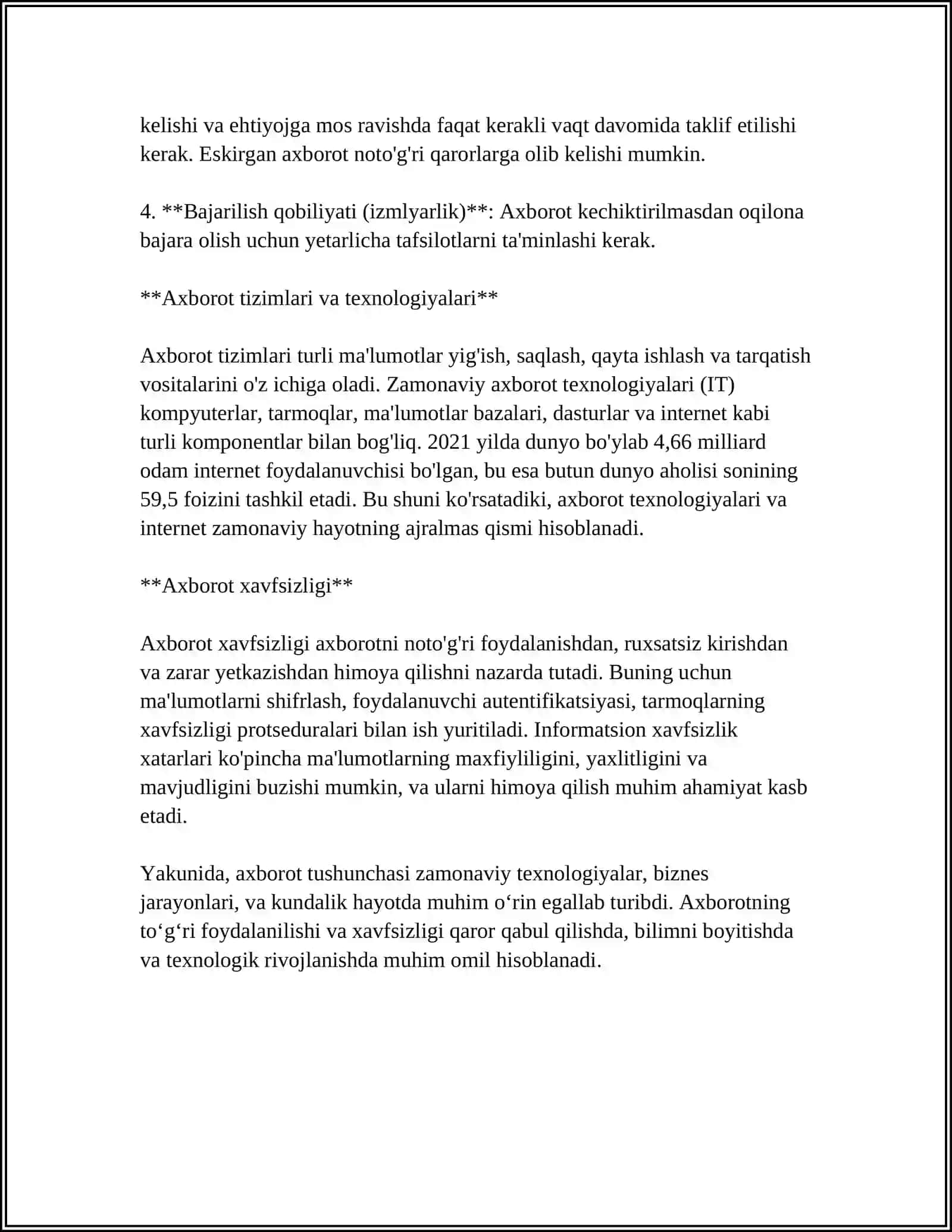 AXBOROT TURLARI VA ISHONCHLILIGI 4