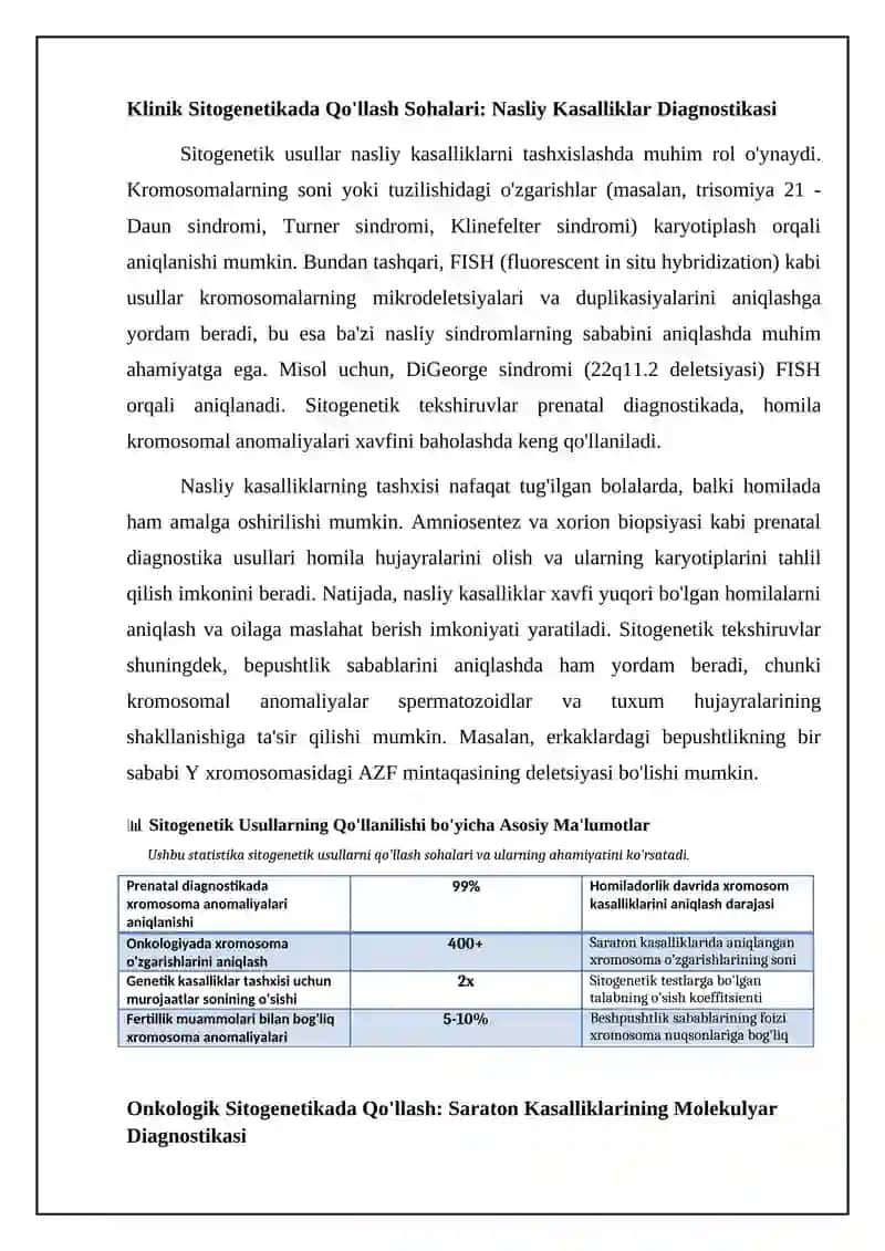 Sitogenetik usullarning evolyutsiyasi va zamonaviy texnologiyalari 4