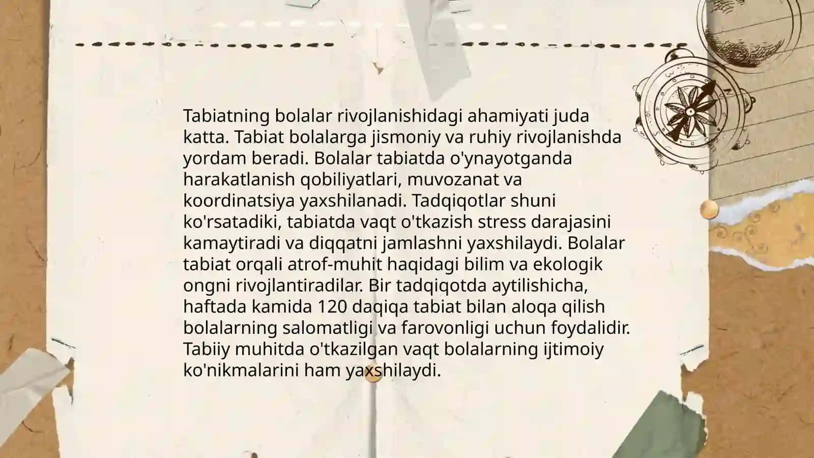 Tabiat burchagini tashkil etish va unga qòyiladigan talablar 4