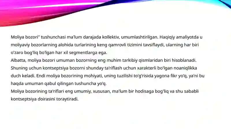 Moliya bozori tushunchasi va funksiyasi 4