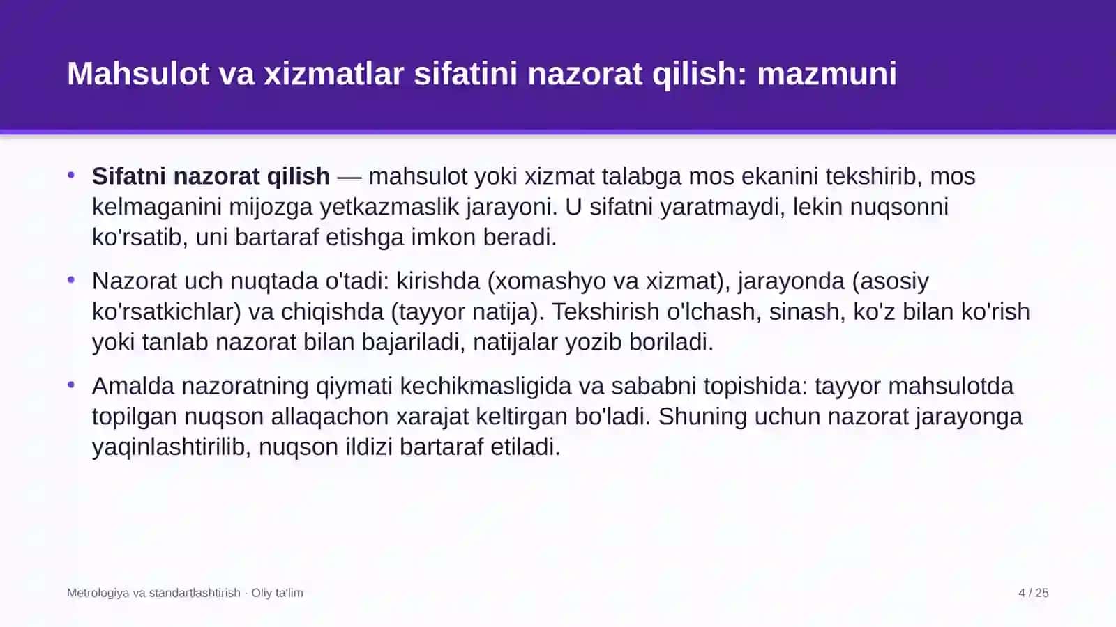 geodeziya va kartografiyada mahsulot va xizmatlar sifatini nazorat qilish 2507 4