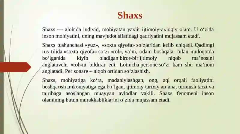 Shaxs.Shaxsva individ tushunchasi 4