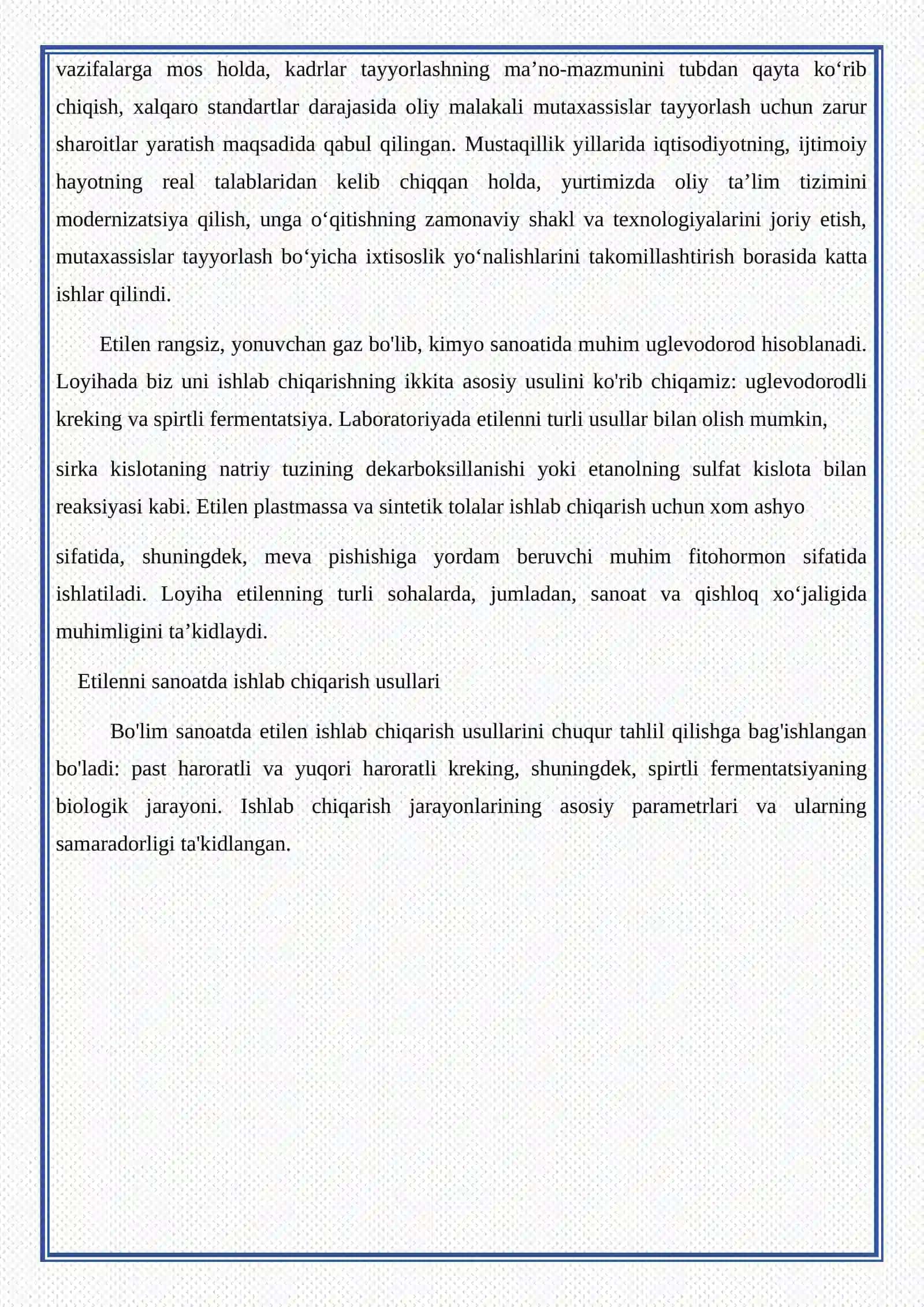 Etilen ishlab chiqarishning zamonaviy usullari 4