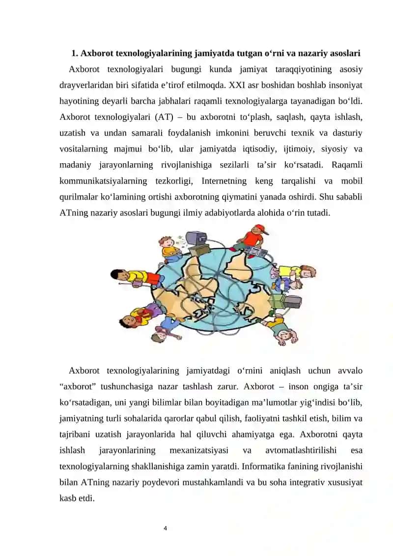 Axborot texnologiyalarining jamiyat hayotidagi o‘rni 4