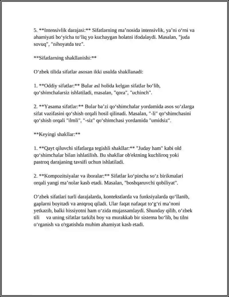 Sifatning taʼrifi va grammatik vazifasi 4