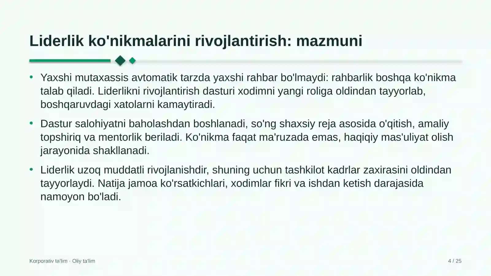 Energetika ta'mirlash korxonalarida liderlik ko'nikmalarini rivojlantirish 4