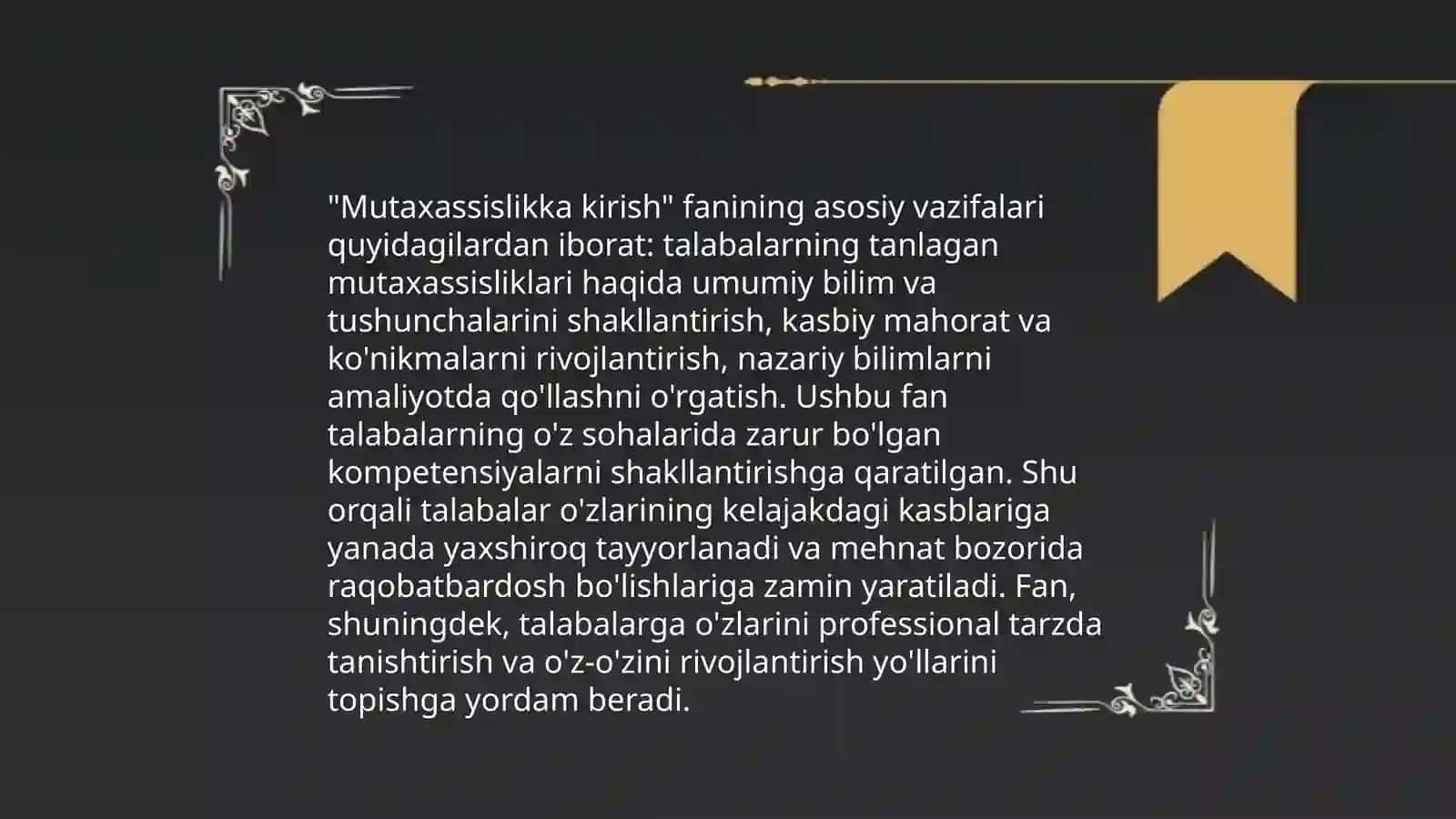 Mutaxassislikka kirish fanining maqsad va vazifasi 4