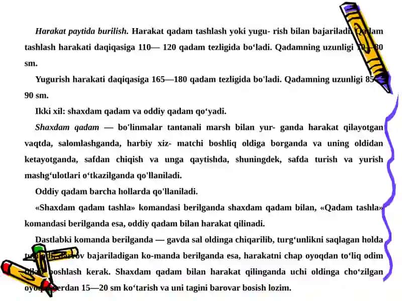 Qurolsiz bajariladigan saf amallari va harakatlari 4