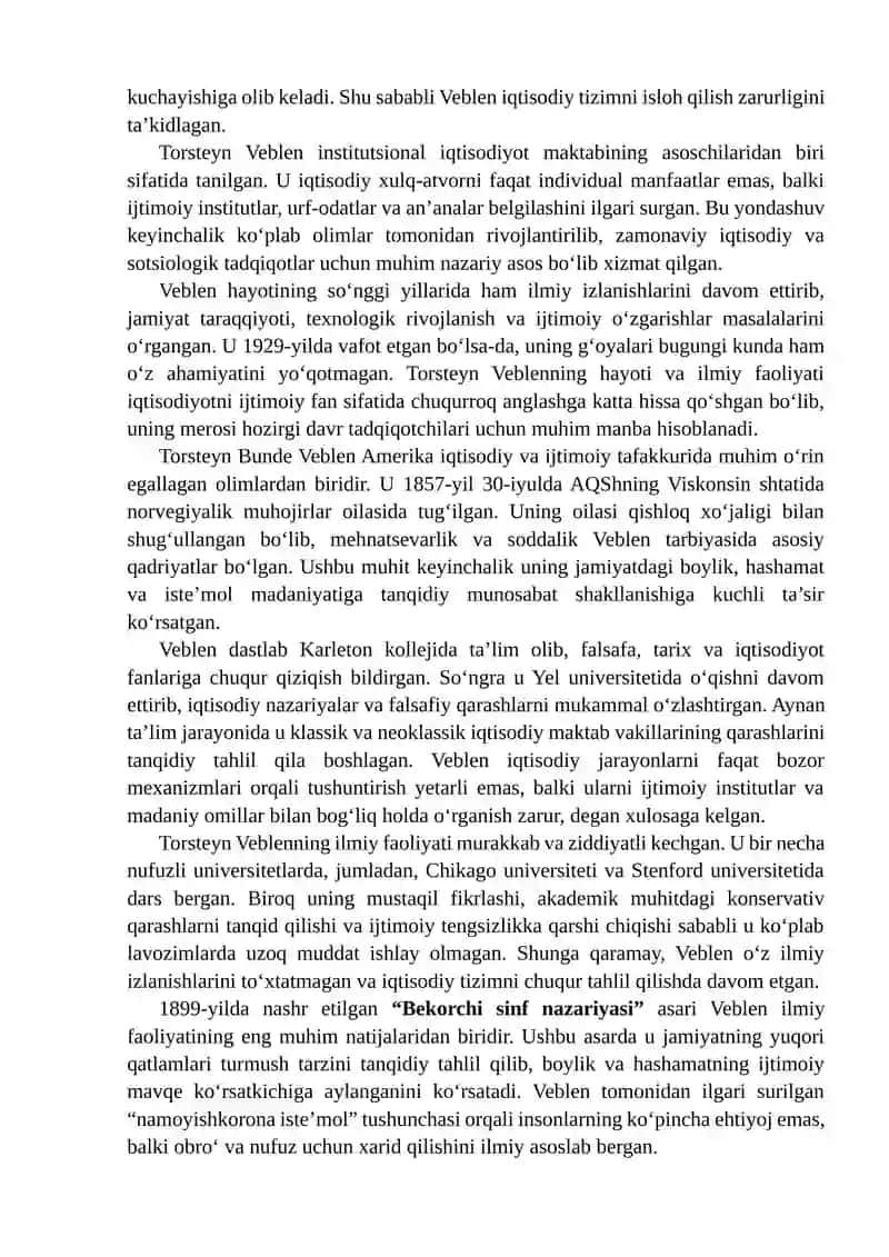 Torsteyn Veblenning konsepsiyasi 4